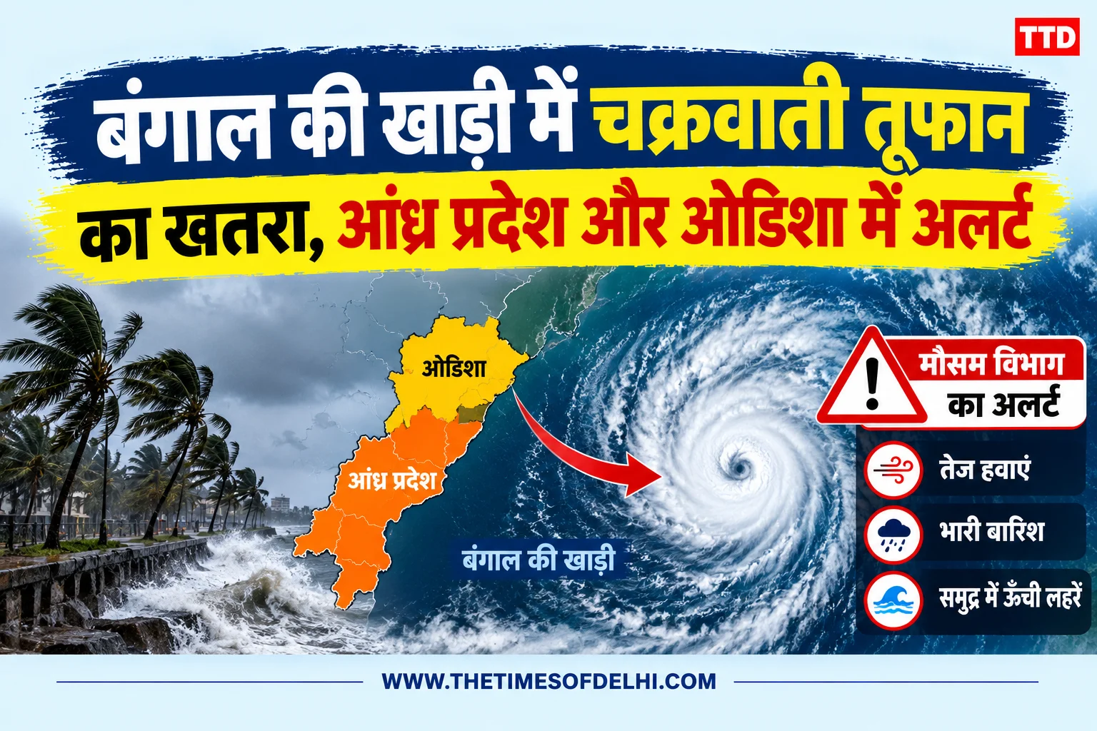 बंगाल की खाड़ी में चक्रवाती तूफान का खतरा, आंध्र प्रदेश और ओडिशा में अलर्ट